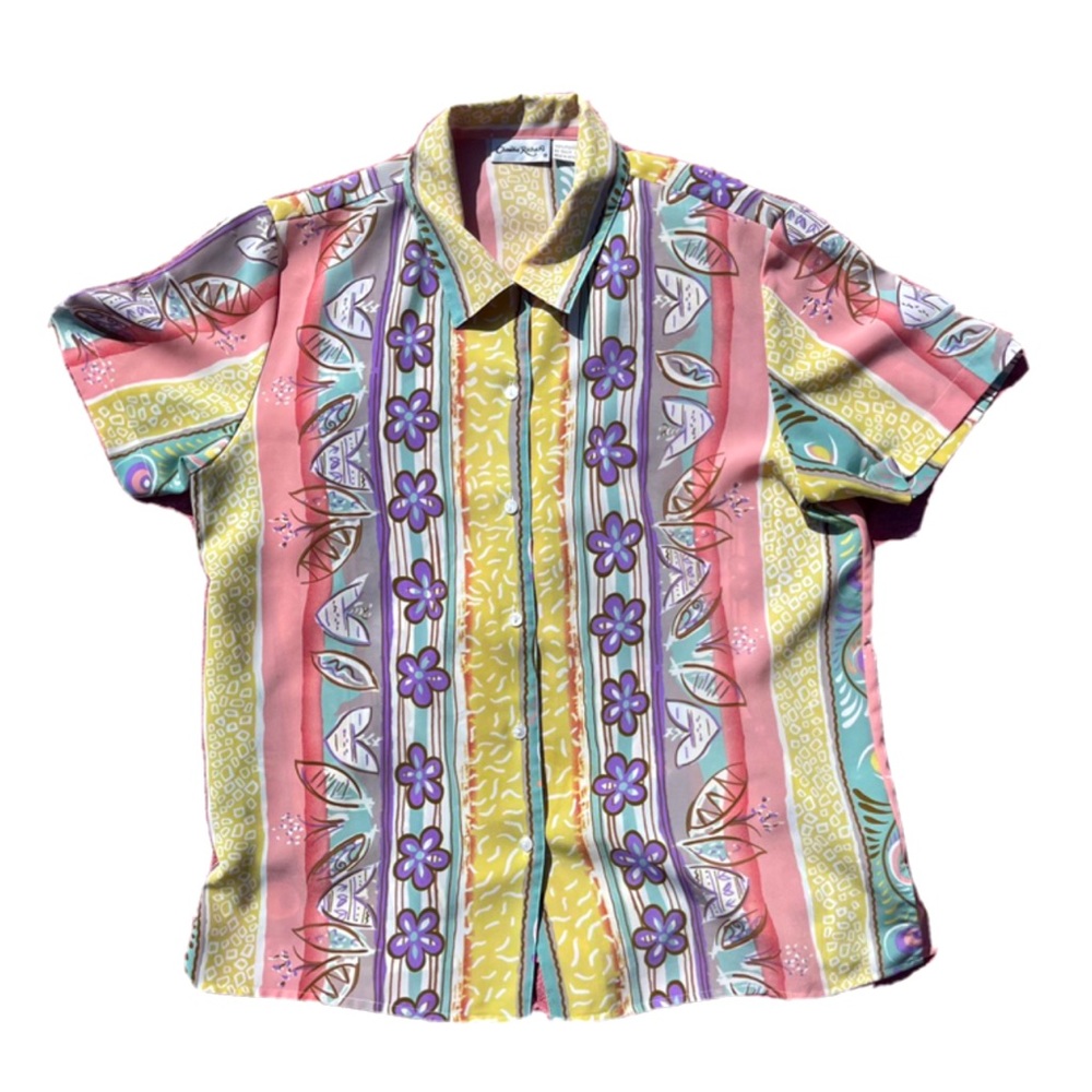 Vintage 90s Pastel Floral Button Up